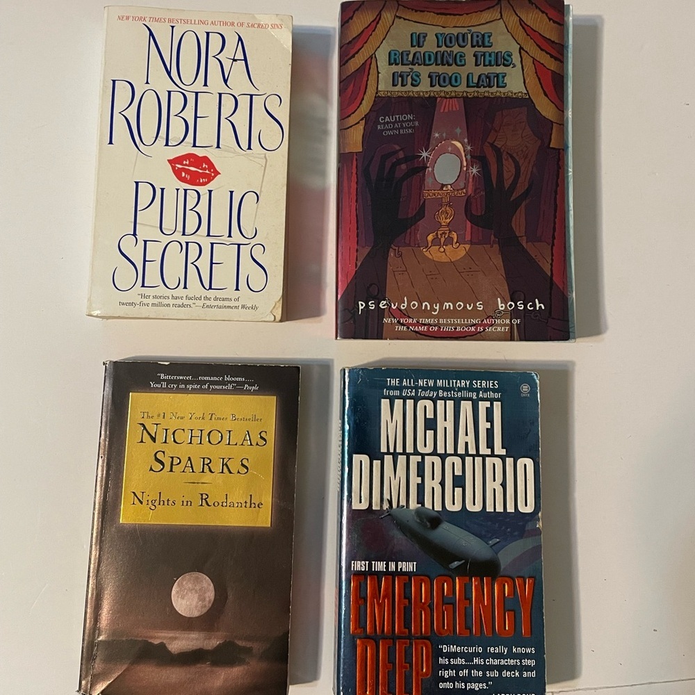 Set of Four Fiction Books, Emergency Deep/ Nights in Rodanthe/